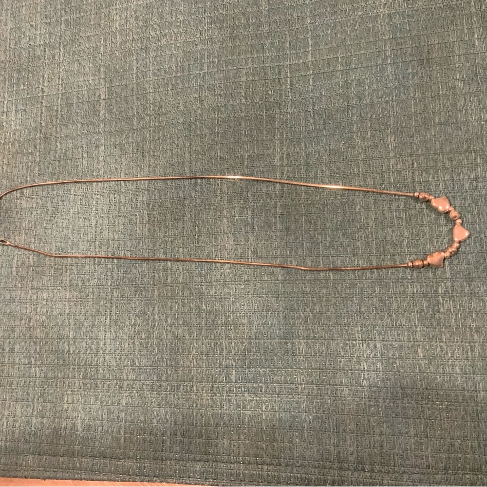 Silver Snake Chain with Heart Beads